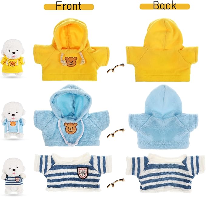 Toyvian Stuffed Bear Clothes Toy Clothes for Dolls - Plush Toy Bear Sweater Outfits - Plush Bear Dolls Hoodie 3PCS - 2 Bear Hoodies and 1 Bear Sweater for Crafts