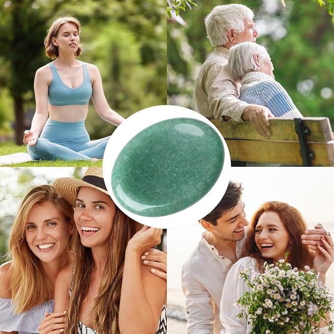 Thumb Worry Stone Green Aventurine Crystal Trinkets Crystals and Healing Stones Oval Natural Fidget Meditation Accessories Gemstones Reiki Pocket Palm Tiny Anxiety Relief Items for Women Men