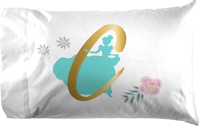 Jay Franco Kids Sheet Set with Fitted, Flat Sheets & Pillow Cover - Ultra-Soft Bedding with Pillowcase for Room Decor, Blue - Princess Cinderella, 4 Piece Queen