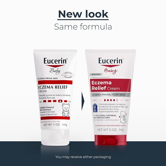 Eucerin Baby Eczema Relief Body Cream, Steroid & Fragrance Free for 3+ Months of Age, 5 oz. Tube (Pack of 12)