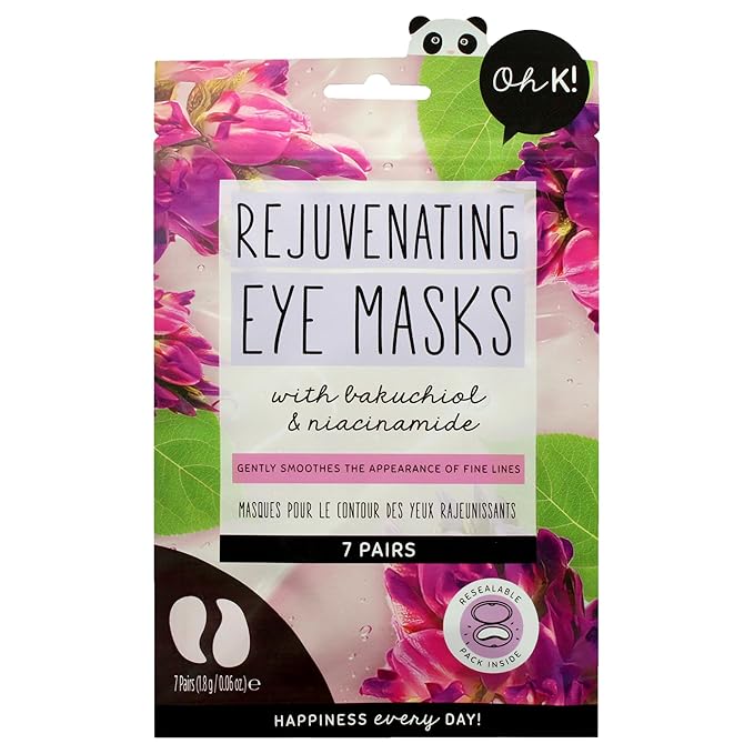 Oh K! Eye Mask - Rejuvenating - Hydrating Under Eye Patches - Depuffing Undereye Patches with Niacinamide - Hydrogel Mask for Dark Circles - 7 Pairs