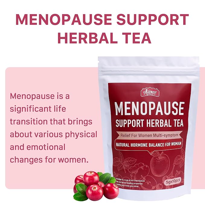 Auranic Menopause Support Herbal Tea - Natural Hormone Balance for Women, Relief for Women Multi-Symptom with Alleviates Hot Flashes, Night Sweats & Mood Swings, Menopause Comfort Teabags