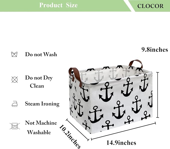 CLOCOR Rectangular Storage Basket,Collapsible Storage Bin,Gift Baskets(Anchor)