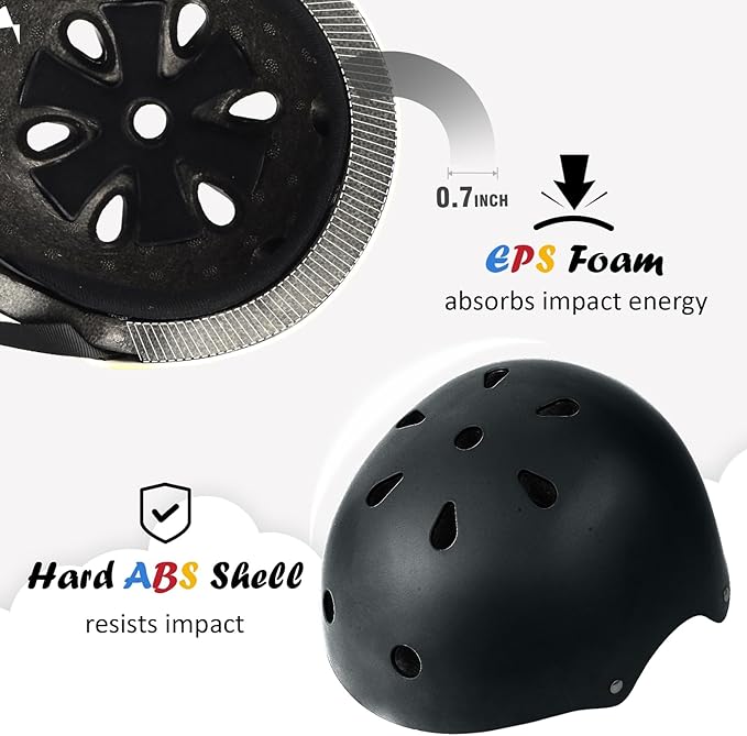 Kids Bike Helmet, Adjustable and Multi-Sport, from Toddler to Youth, 3 Sizes