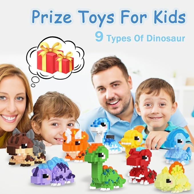 9 Packs Mini Building Set Dinosaur Toys for Adult, Cut Dionsaur Building Blocks Party Favors Toys, Assemble Game Home Decor Creative Birthday Gifts for Boys Girls