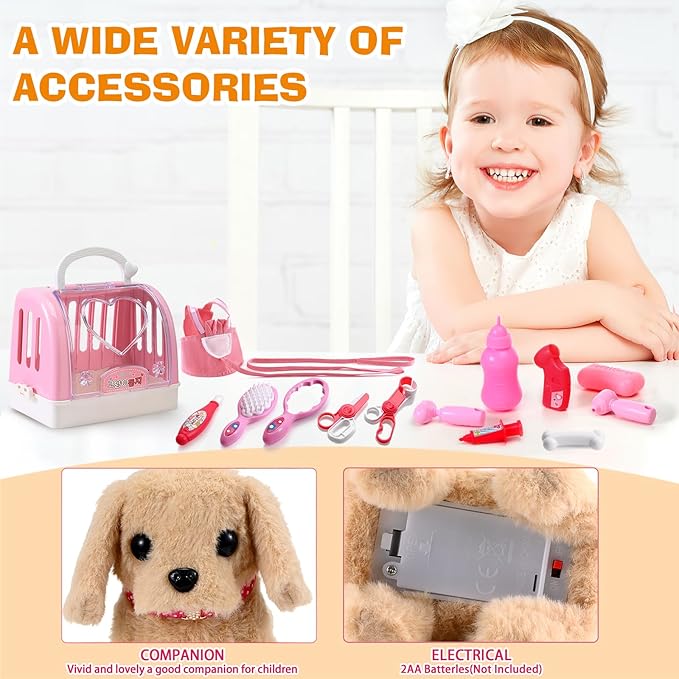 15 Pcs Robot Puppy Dog Toys for Girls Kids Boys, Realistic Robot Puppy Toys with Walk & Bark, Toy Gifts for 3 4 5 6 Year Old, Ideas 3 4 5 6 Year Old Girls Birthday Gifts