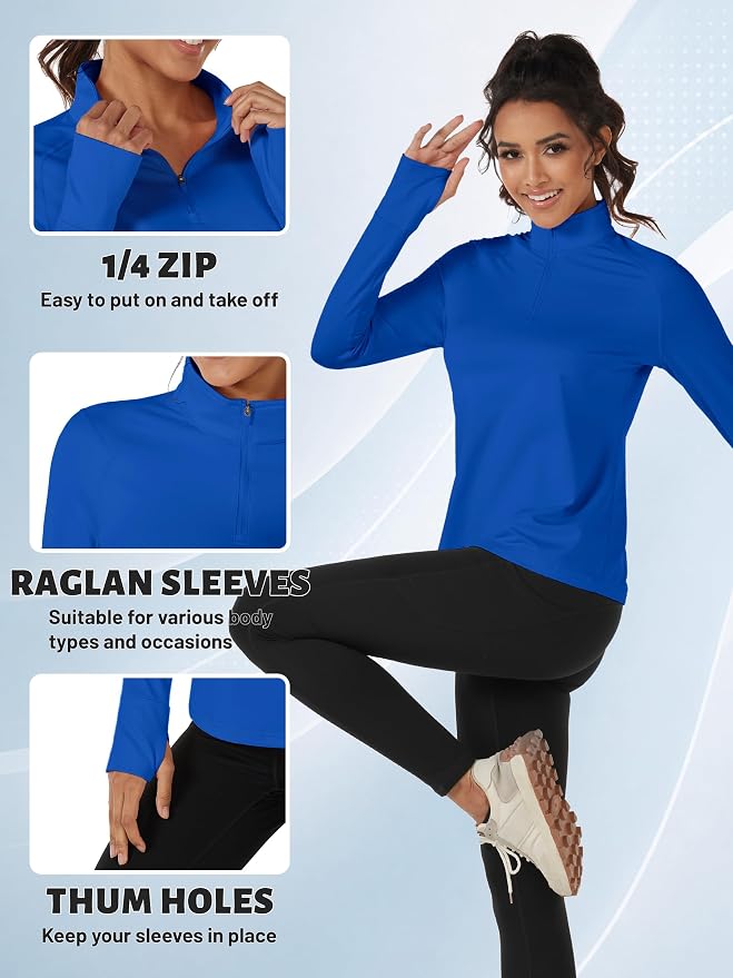 TACVASEN Women's Quarter Zip Sweatshirt Fleece Long Sleeve Workout Pullover | Lightweight Breathable Thermal Fabric,Mock Neck Design,Athletic Tops,Ideal for Gym Running Activities