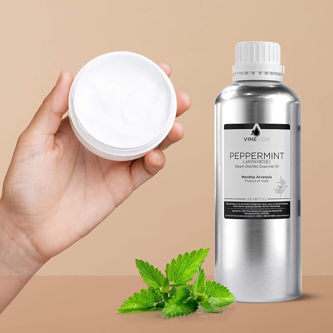 VINEVIDA Peppermint Japanese Essential Oil 32 oz - Undiluted Peppermint Oil 32 oz - Peppermint Candle Oil Scent - DIY Candle Scents for Candlemaking - Bulk Essential Oil for Soap Making