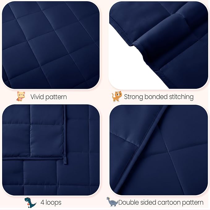 Weighted Blanket - 10 lbs Navy Blue Heavy Blanket - Small Size Breathable Lap Blanket(50"x60", 10 lbs)
