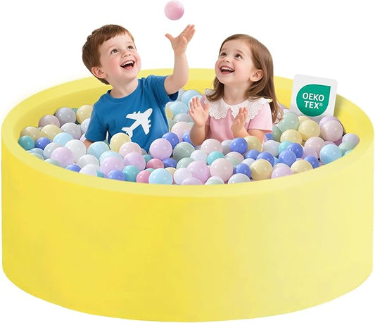 Ball Pit for Toddlers 47.24''x15.75'' Baby Ball Pits Round Foam Ball Pit Lagre Kids Ball Pool Ideal Gift for Children (Yellow, NO Balls)