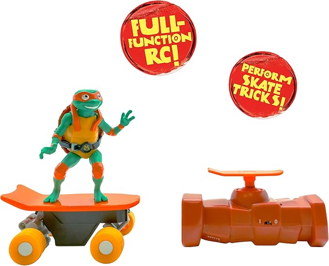 Teenage Mutant Ninja Turtles Michelangelo Half Pipe RC Vehicle Movie Edition Ages 5+ - Skate + Performs Tricks - 2.4GHz RC Controller
