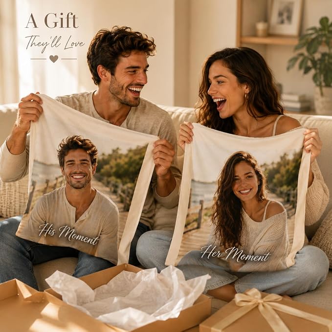 Bemaystar Custom Pillow Set of 4, Personalized Photo Pillow Covers with Picture Text, Made in USA, Custom Gifts for Family Pet Couple, Decorative Throw Pillow Gifts for Birthday Christmas (No Insert)