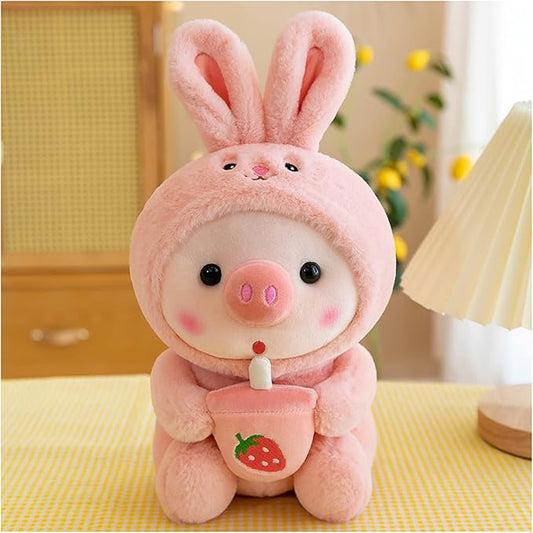 Pig Plush Pillow Piglets Dressed Up As Frogs Tigers Rabbits Cute Plush Toy Gifts for Boy Girl (Pink, 16.5 in)