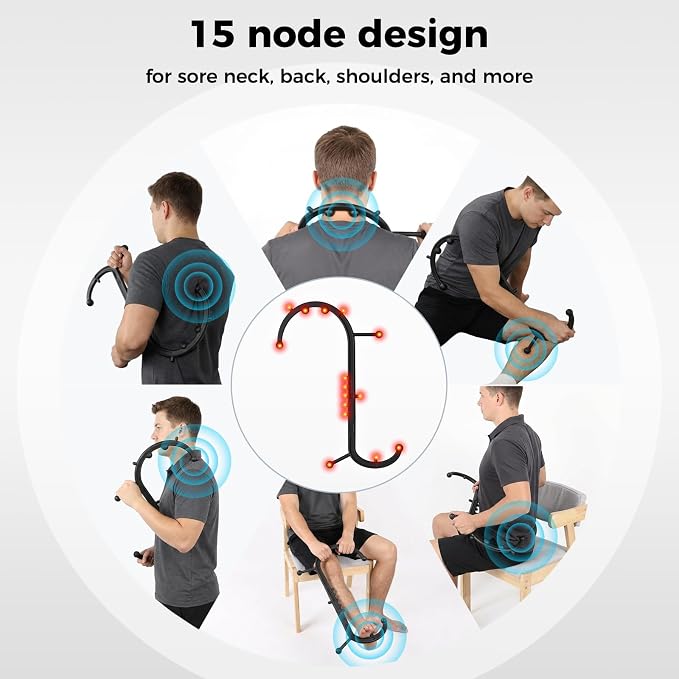 Detachable Trigger Point Massage Cane, Button-Release Design Massage Hook for Back, Neck & Shoulder Pain Relief, Pressure Point Massage Tool for Muscle Recovery (Medium, Black)