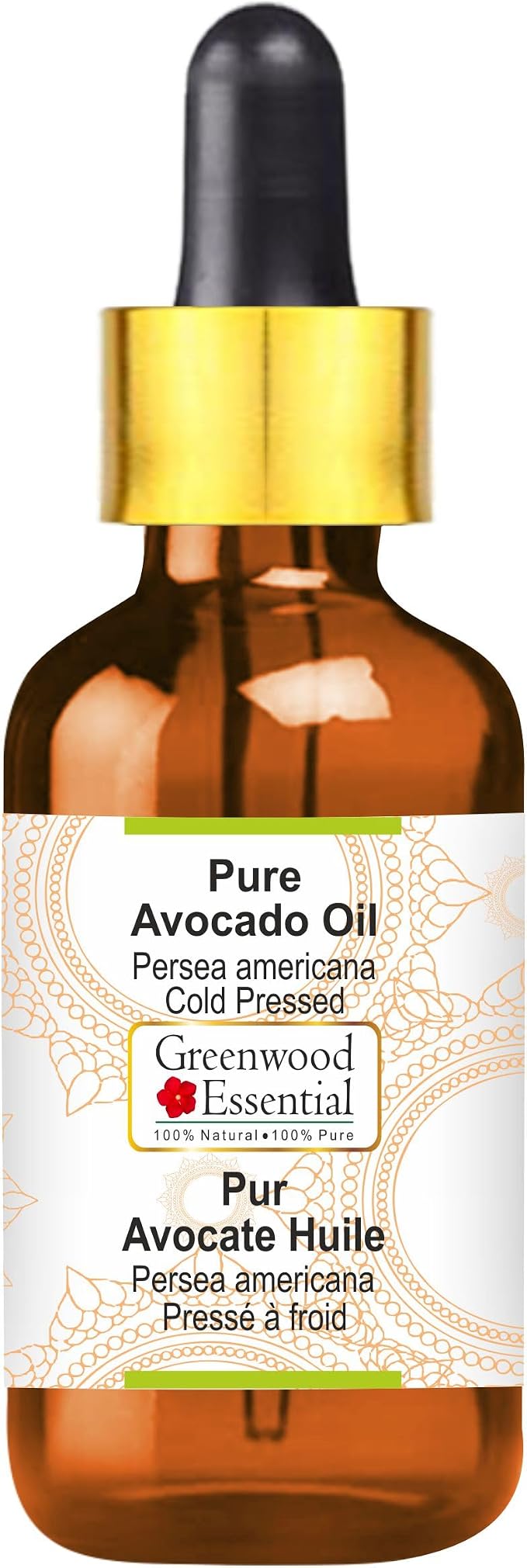 Greenwood Essential Pure Avocado Oil (Persea americana) with Glass Dropper Cold Pressed 30ml (1 oz)