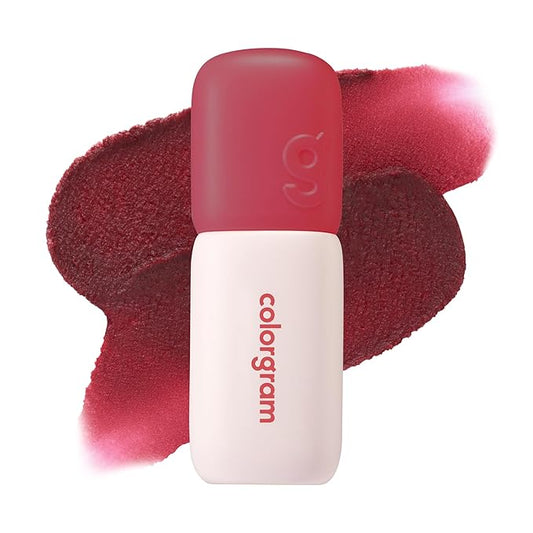 COLORGRAM NUDE BLUR TINT 09 RED BOMB | K-Beauty Makeup, Soft-Focus Matte Lip Stain, 2-in-1 Lip & Cheek
