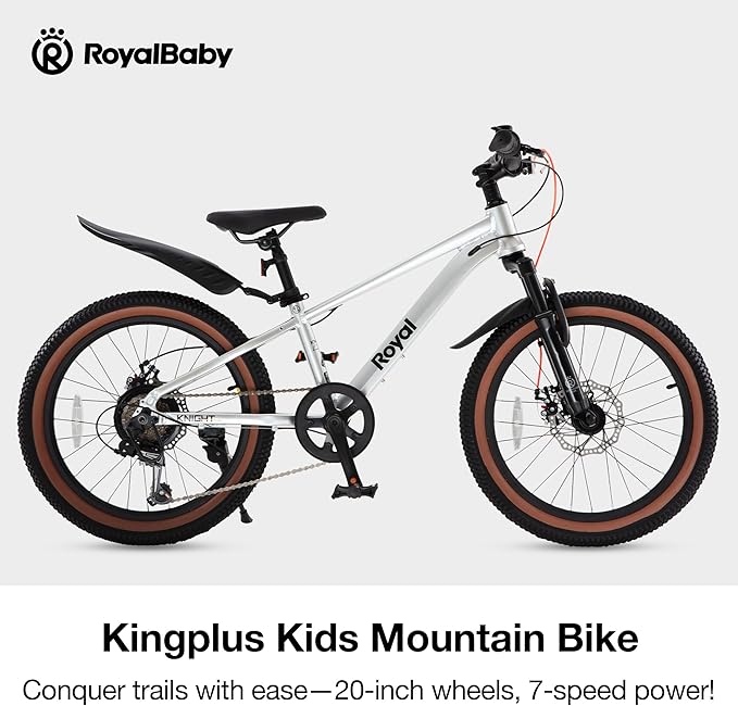 RoyalBaby Kids Mountain Bike for Boys and Girls, Ultra-Light Aluminum 20-26 Inch Wheel Bicycle for 6-14 Years Old Children, 7/21-Speeds Drivetrain