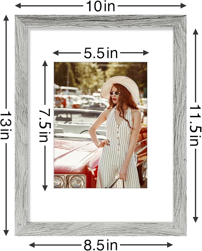 Vittanly 9x12 Picture Frames Set of 9 for Wall or Tabletop Display, Grey | Display Pictures 6x8 with Mat or 9x12 without Mat, Engineered Wood with Shatter Resistant Plexiglass, Gallery Photo Frames
