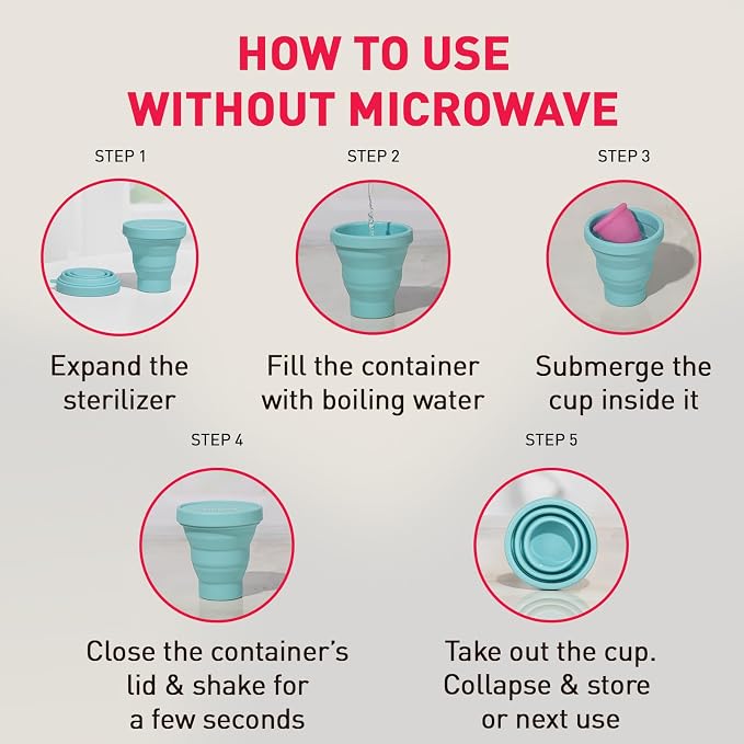 Sirona Menstrual Cups Container Foldable Sterilizing Silicone - 1 Unit | Microwave Friendly | Foldable Menstrual Cup Sterilizer | BPA Free and Non-Toxic | for Camping, Public Restrooms