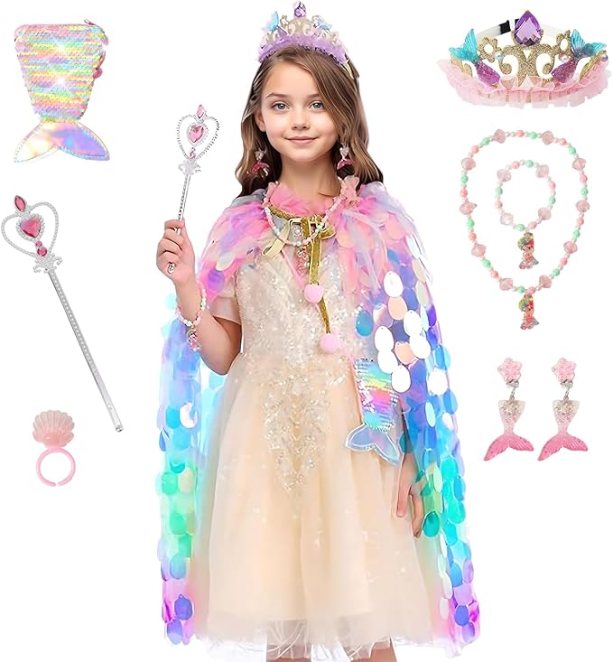 FKKFYY Rainbow Cape Cloak for Girl Princess