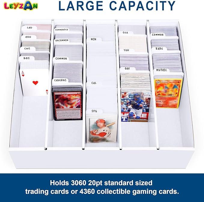5 Row Trading Card Storage Box, 1 Pack Cardboard Storage Box with Divider for Mtg, Tcg, Sports Cards