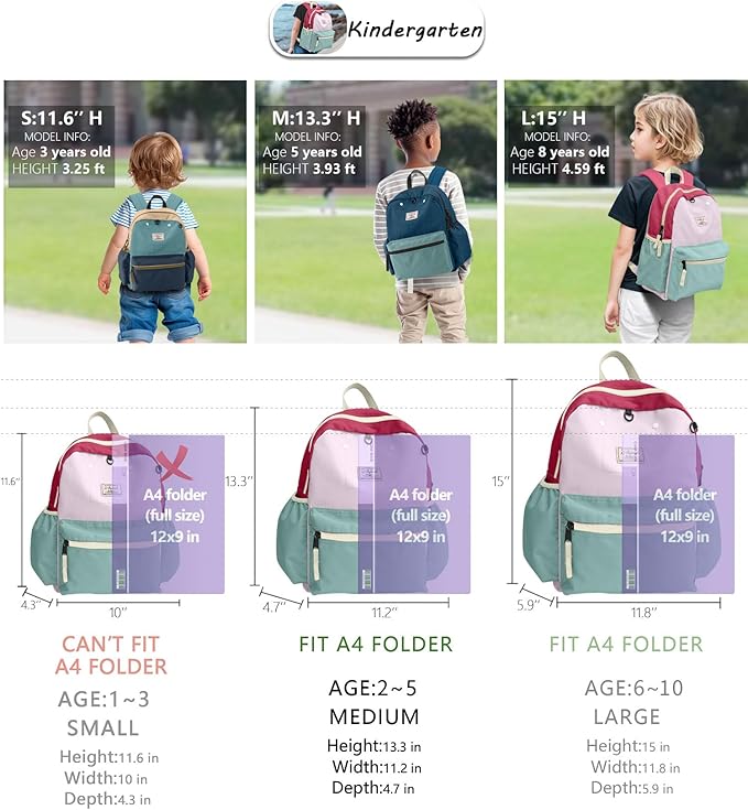 Toddler Backpack for Boys 2-5: Preschool Kindergarten 13" Daycare Backpacks Fit A4 Folder