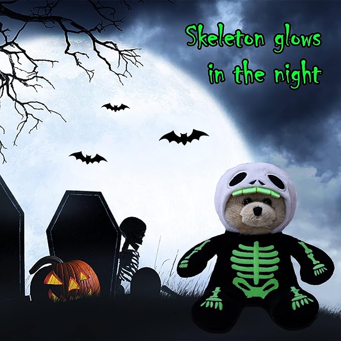 My OLi 9" Glow in The Dark Plush Toy Spider & Skeleton Stuffed Animal with Flip-Top Hat Cute Teddy Bear for Kids Babies & Toddlers