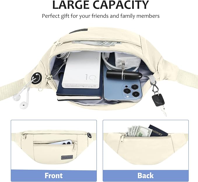 MAXTOP Large Crossbody Fanny Pack with 4-Zipper Pockets,Gifts for Enjoy Sports Festival Workout Traveling Running Casual Hands-Free Wallets Waist Pack Phone Bag Carrying All Phones