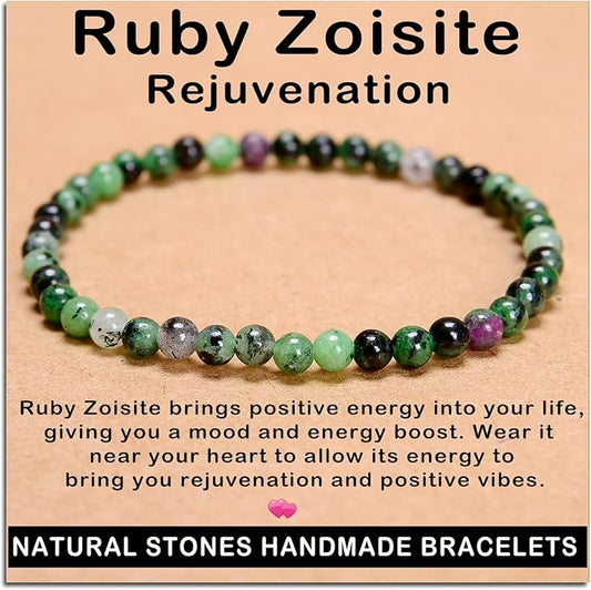 AD Beads Handmade Gemstone Stretch Elastic Bracelet Crystal Healing Reiki Nature's Beauty and Spiritual Essence Unisex