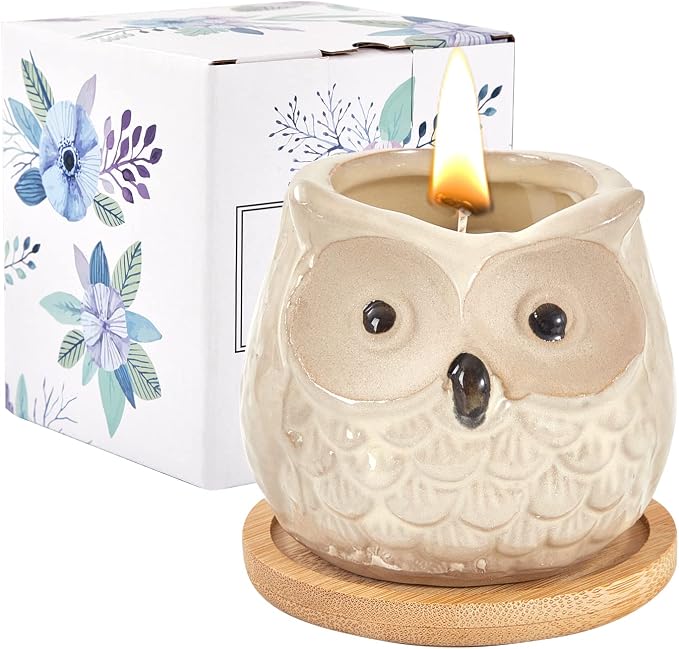 Scented Candles Gifts for Women, Birthday Presents for Ladies,Owl Gifts for Women Sweet Orange Candle, Best Friend Unique Happy Birthday Bath Candle Set Gift Ideas