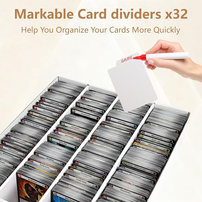 RLAVBL 2-Pack 3200 Count Trading Card Storage Box, 4 Row Cardboard Card Boxes with Dividers for Sports, MTG, TCG, Toploader
