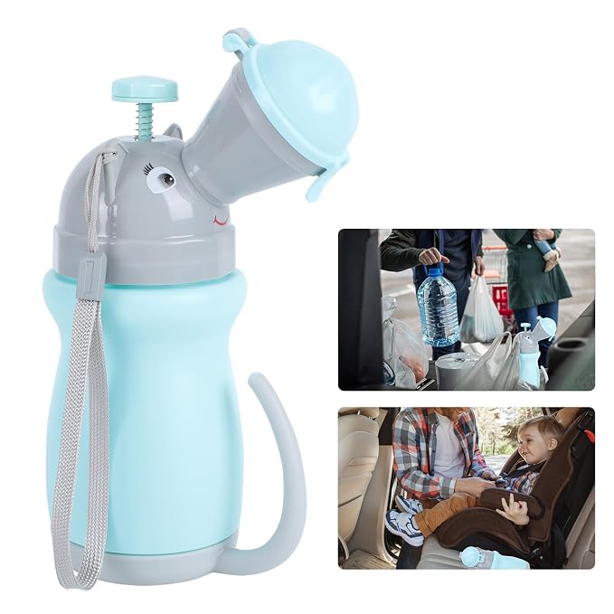 Toyvian Portable Urinal Bottle for Boys, Blue Portable Car Potty with Leakproof Design, Travel Urinal for Suitable for Outdoor and Car Use