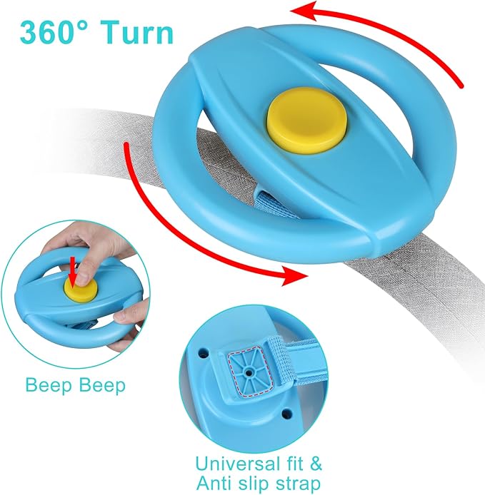 Accmor Stroller Steering Wheel Toy, Pretend Driving Simulated Steering Wheel for Stroller Shopping Carts Universal Detachable Funny Toy Attachment Accessories