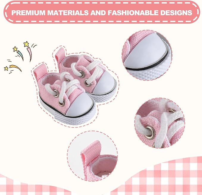 New Version Doll Shoes, 1 Pair Premium Pink Canvas Shoes, Perfect Match for bubu Clothes, Shoes for 15&17cm Doll Accessories