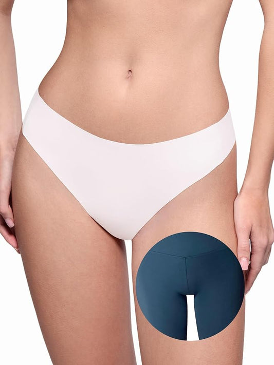 LUCKMEEY Cotton Thongs for Women Seamless Thongs for Women No Show Thong Panty Liners Workout G-String Thongs Underwear