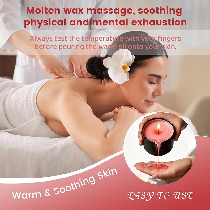 Warming Massage Oil Candle, Scented Body Oil Candle for Spa & Home Use, Romantic Gift, 2.02 oz (Rose)