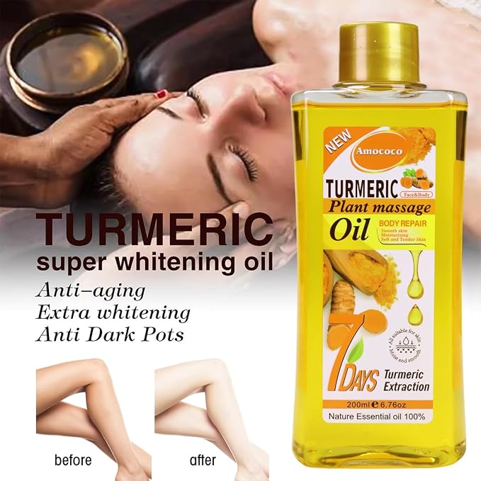 3Pacsk Turmeric Body Oil, Deep Moisturizing Treatment with Sweet Almond Oil, Vitamin E, and Collagen, 6.76 oz*3