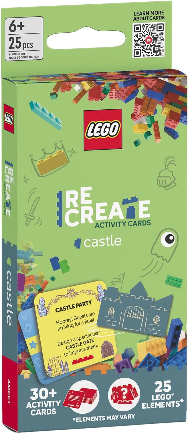 Lego Recreate Activity Cards – Castle | Fantasy Building Game with 30+ Activity Cards & 25 Lego Elements | Ages 6+