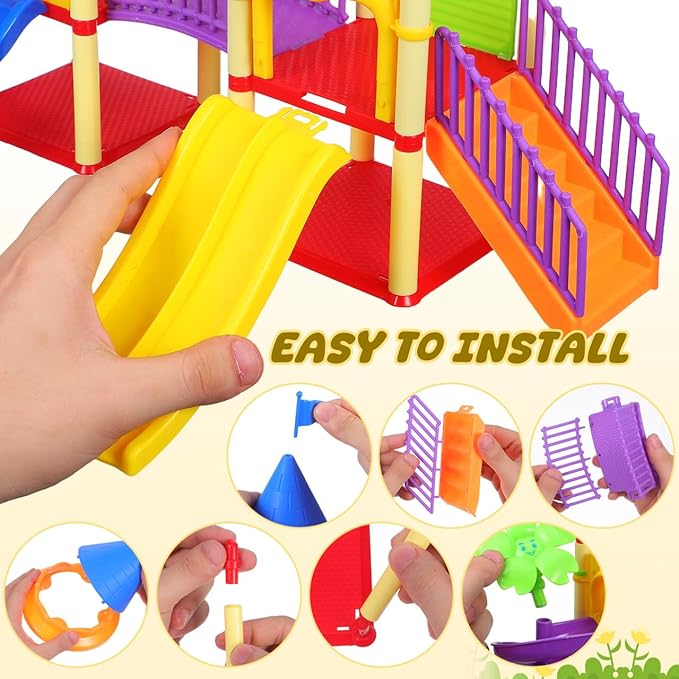 Toyvian Miniature Playground Models Kids Mini Slide Toy Model Plastic Playground Equipment STEM Toys for Kids Mini Playground Doll House Decor
