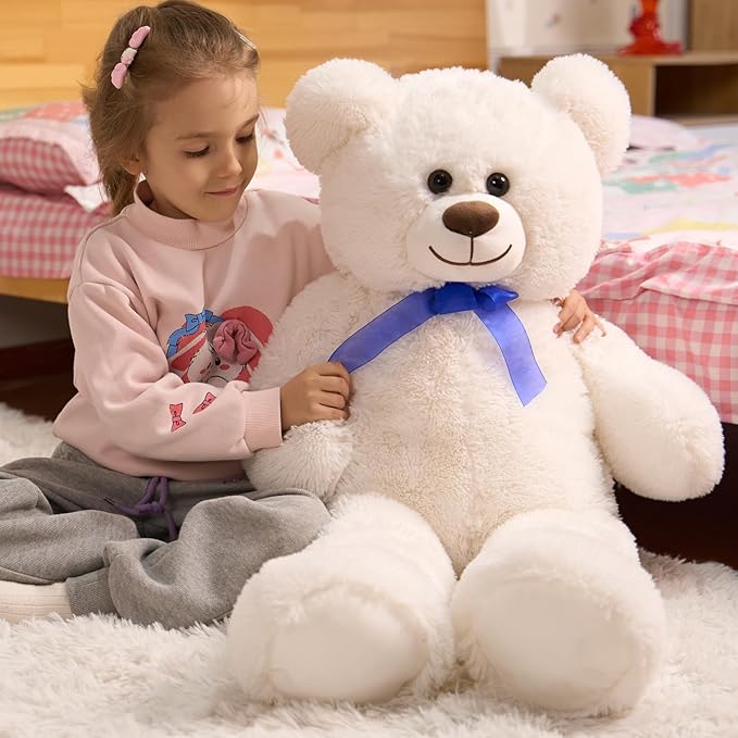 HollyHOME Big Teddy Bear Large Teddy Bear Stuffed Animal Birthday Valentines Day Plush for Kids and Girlfriend 36 inch White