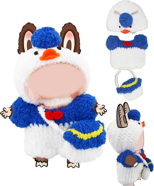 Hand-Crocheted Doll Clothes Set for 17cm Dolls - Original Cute Outfit, Handmade Crochet Accessories, Kawaii Animal Style Collectibles (Goofy Goose)