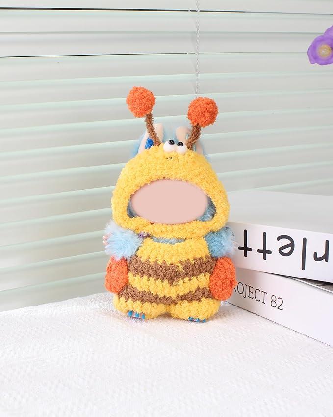 Hand-Crocheted Doll Clothes Set for 17cm Dolls - Original Cute Outfit, Handmade Crochet Accessories, Kawaii Animal Style Collectibles (Buzzing Bee)