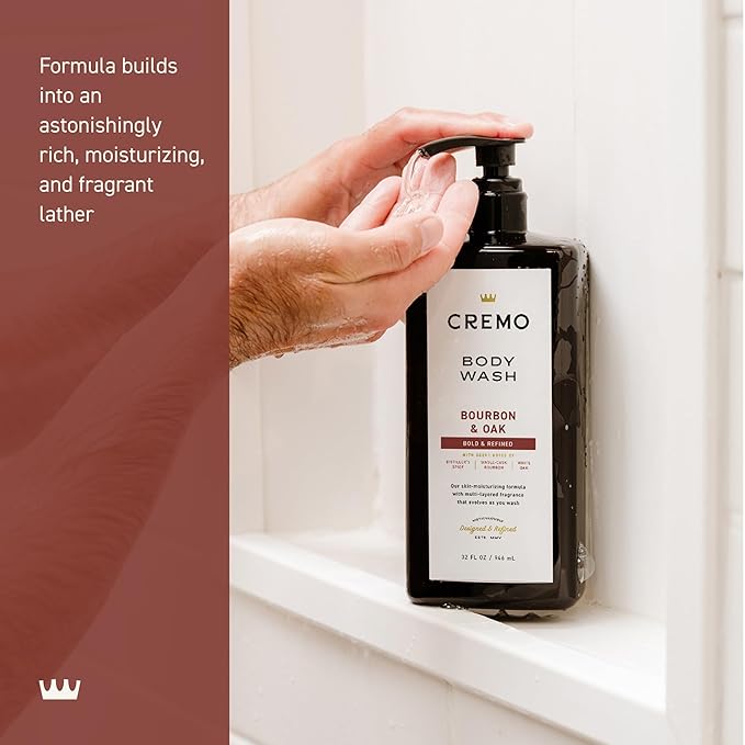 Cremo Rich-Lathering Bourbon & Oak Body Wash for Men, 32 Fl Oz