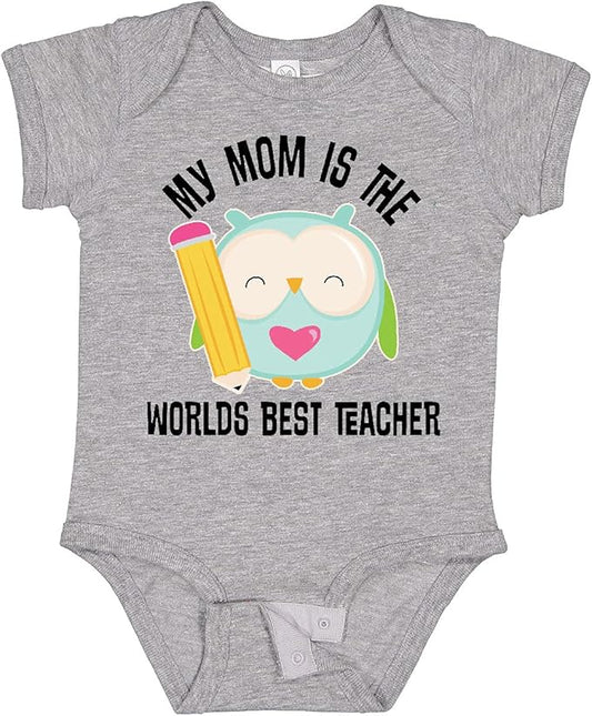 inktastic Teacher Mom School Owl Baby Bodysuit