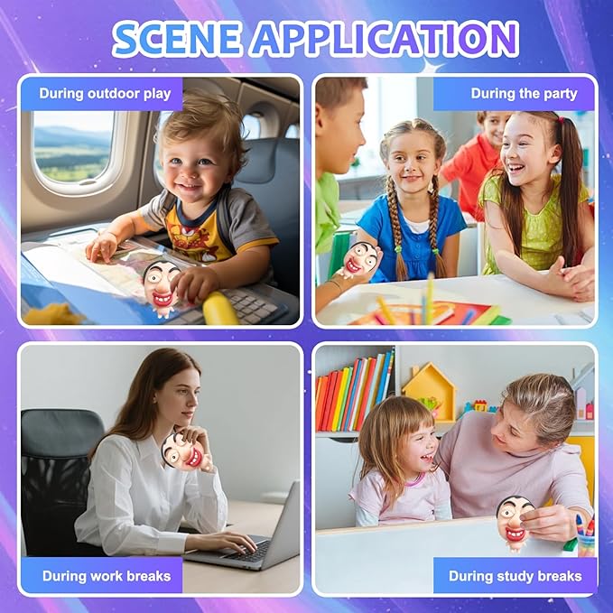 Pimple Popper Toy Set, Ultra Soft Cute Face Pimple Popping Fidget Toy, Refillable Pimple Toy with Sensory Cream, Silicone Squishy Squeeze Toy for Stress Relief & Anxiety Relief(ChompFace)