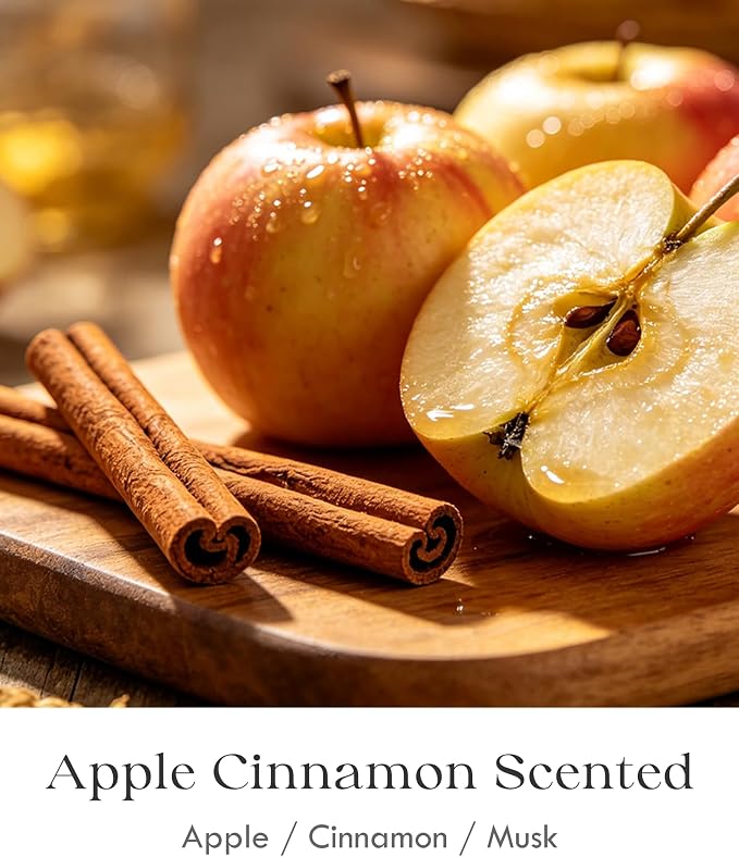 AOOVOO Apple Cinnamon Candle - 3 Wick 12oz Large Fall Candles, Soy Wax Strong Scented Candle Non Toxic, Long Lasting Aromatherapy Candle for Home, Holiday Gift for Women Men