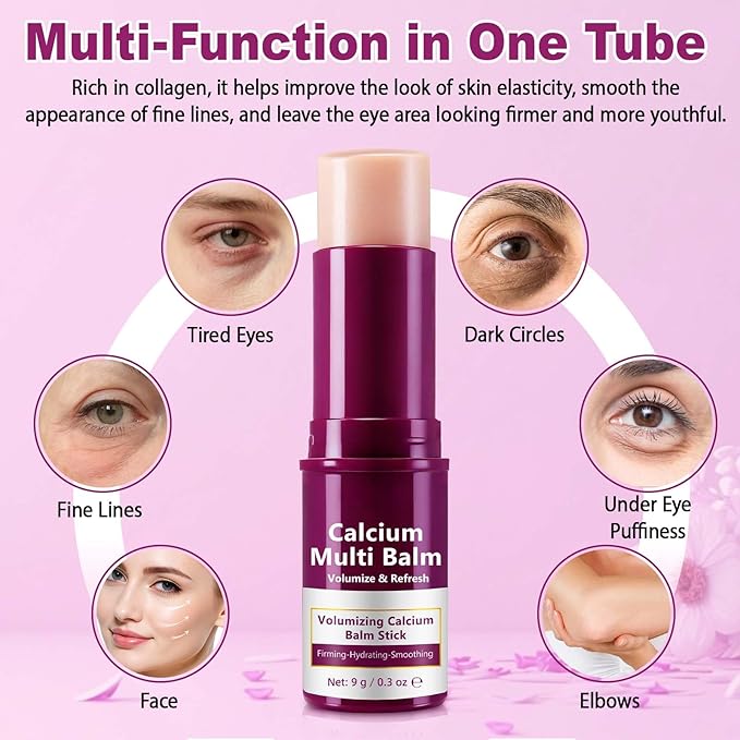 2 Pack Calcium Multi Balm Stick for Anti-Wrinkles/Aging/Sagging, Hydating & Lifting, Korean-SkinCare Multi Balm Enriched with Calcium & Collagen for Lip, Eyes, Neck, Face | 9g