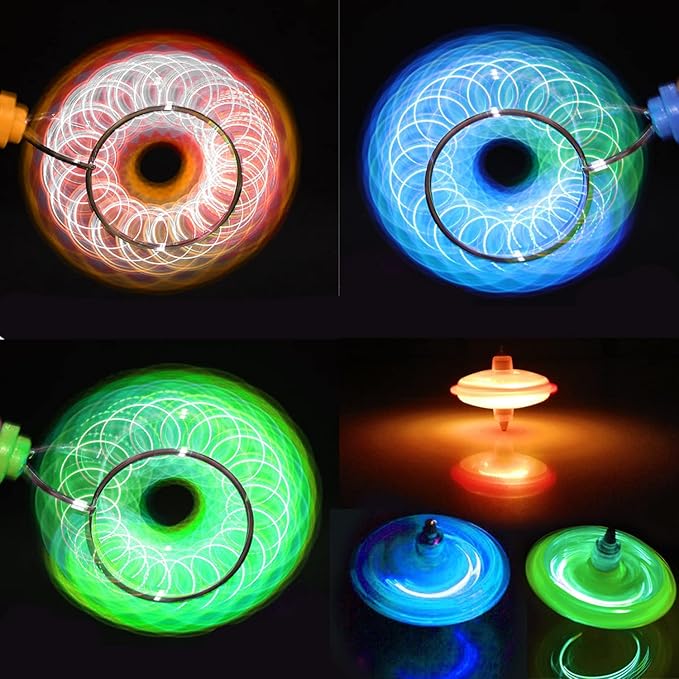 Jishi Light Up Gyro Wheel 3pk Magic Rail Twirler Toy Gifts for Kids Stocking Stuffers for Boys 8-12, Magnetic Yoyo Spinner Sensory Fidget Toys for Kids Ages 3-5 4-8-12 Year Old Boys Girls Teens Adults