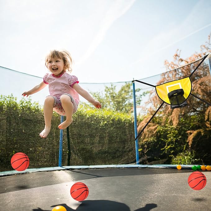 Trampoline Basketball Hoop Set, Trampoline Basketball Hoop Attachment Waterproof Basketball Goal for Trampoline Soft Basketball Game Accessories for All Ages Basketball Lovers