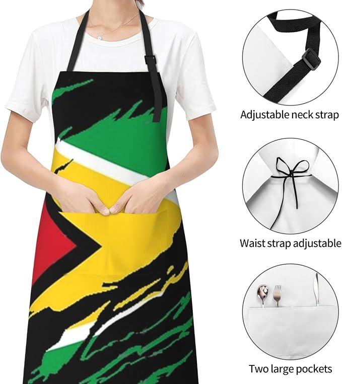 Cute Flag Kitchen Cooking Aprons for Women Men Adjustable Patriotic Flag Apron with 2 Pockets for Home Kitchen Garden